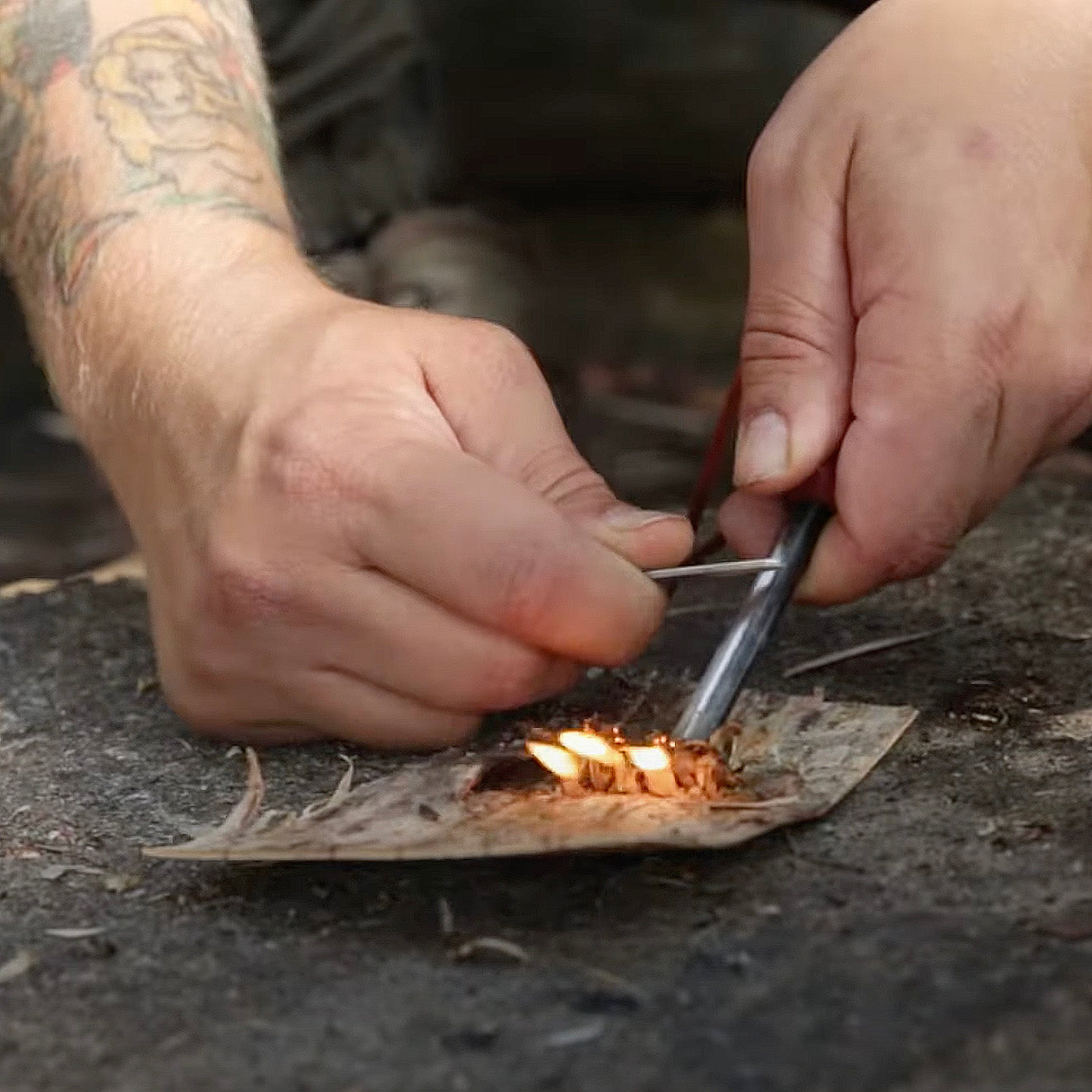 Making fire with Kupilka FireSteel