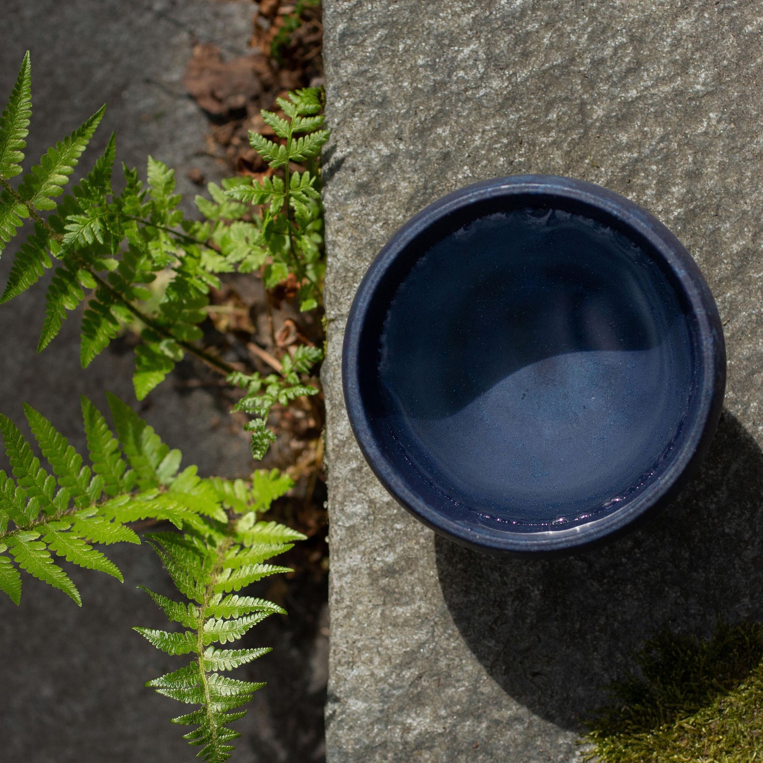 Blue cup from top with water